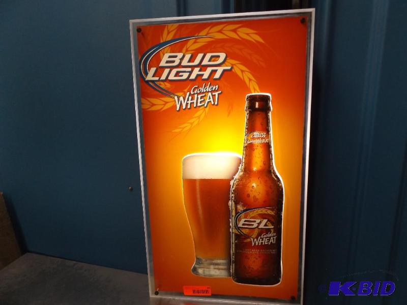 lot 60 image: Bud Light Golden Wheat lighted sign, needs nu...