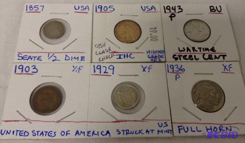 6 US vintage coins