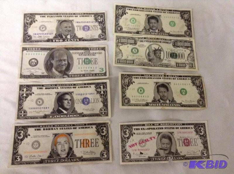 8 funny money notes