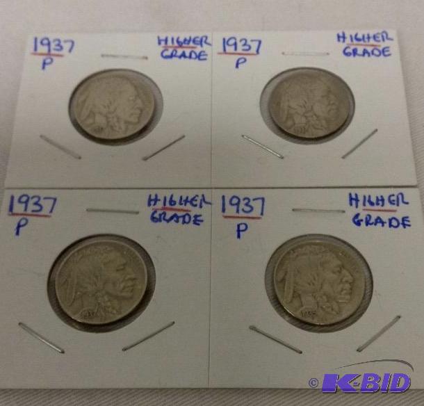 4 1937  D Buffalo nickels higher grade