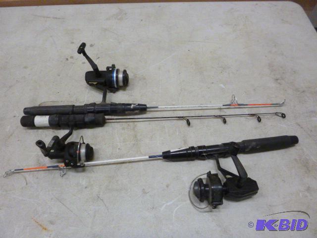 lot 146 image: Three Ice Fishing Rods with Reels...