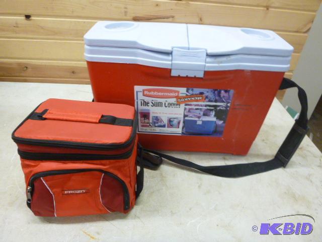 lot 236 image: Rubbermaid Sim Cooler and Small Soft-Side Coo...