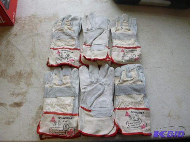 lot 61 image: Six Pairs of Leather Cloth Gloves Size LXL...