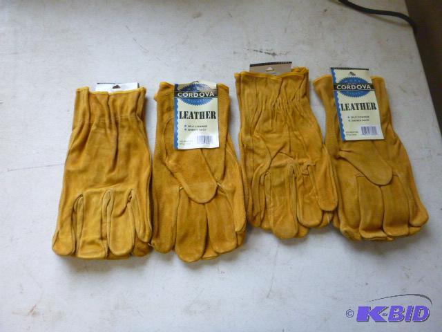lot 64 image: Four Pairs of Cordova Leather Work Gloves Siz...