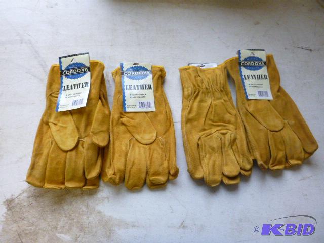 lot 65 image: Four Pairs of Cordova Leather Work Gloves Siz...