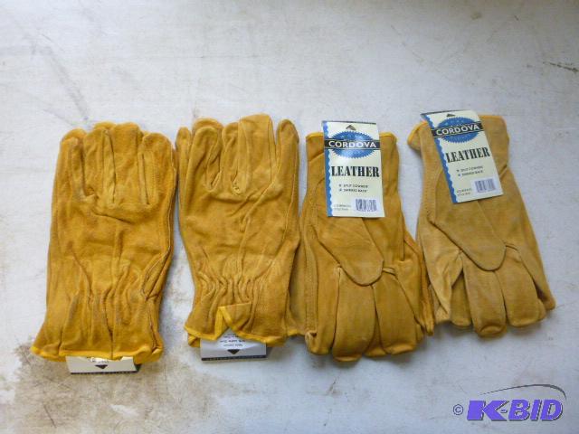 lot 66 image: Four Pairs of Cordova Leather Work Gloves Siz...