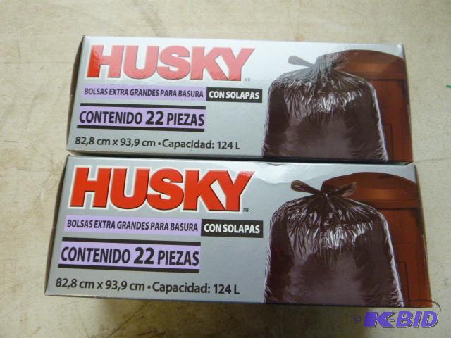 lot 70 image: Two Boxes of Husky 33 Gallon Flap Tie Trash B...