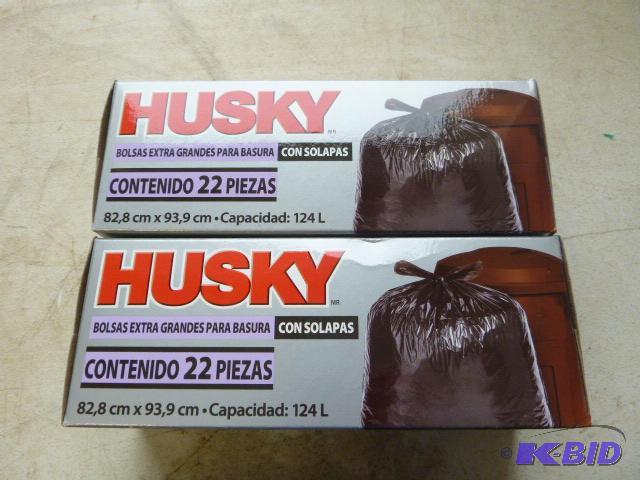 lot 71 image: Two Boxes of Husky 33 Gallon Flap Tie Trash B...