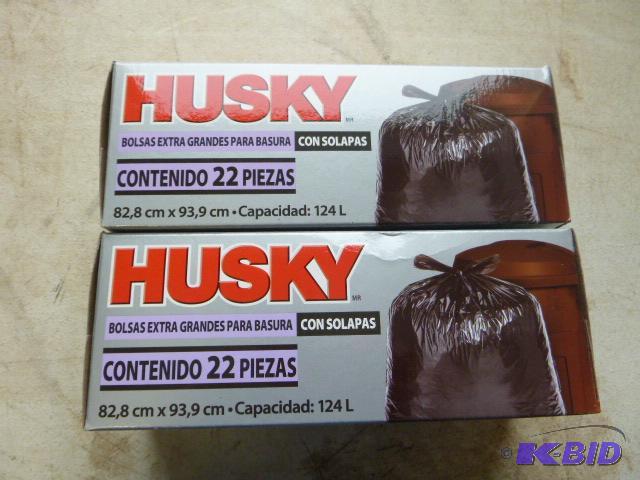 lot 72 image: Two Boxes of Husky 33 Gallon Flap Tie Trash B...