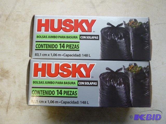 lot 74 image: Two Boxes of Husky 39 Gallon Flap Tie Yard Ba...