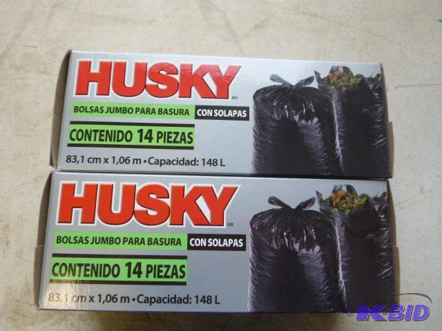 lot 75 image: Two Boxes of Husky 39 Gallon Flap Tie Yard Ba...