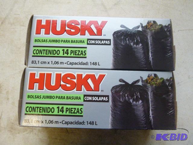 lot 76 image: Two Boxes of Husky 39 Gallon Flap Tie Yard Ba...