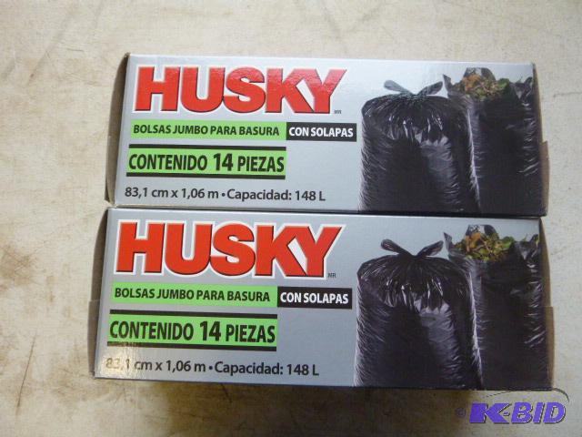 lot 77 image: Two Boxes of Husky 39 Gallon Flap Tie Yard Ba...