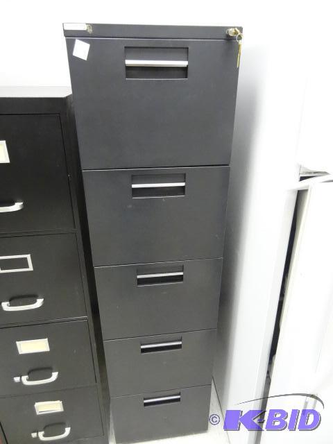 lot 108 image: 15" Metal 5 Drawer File Cabinet with Loc...