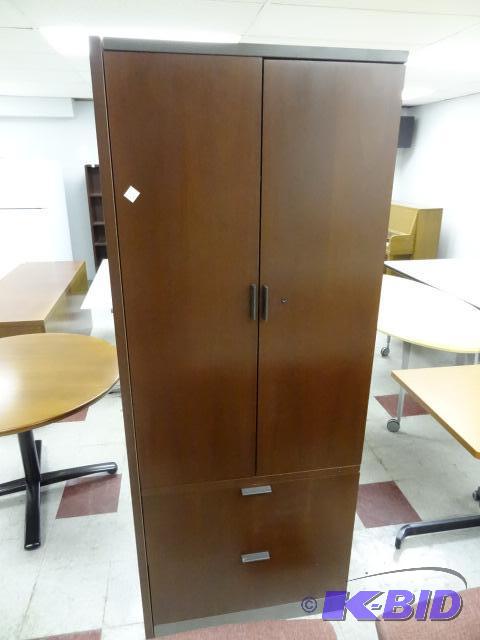 lot 128 image: Metal cabinet with 2 laminate doors and 2 lam...