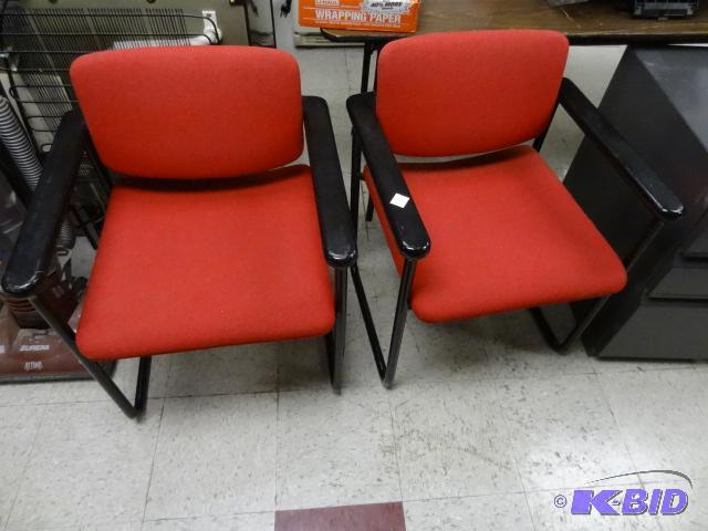 lot 16 image: 2 Matching Metal Framed Side Chairs...