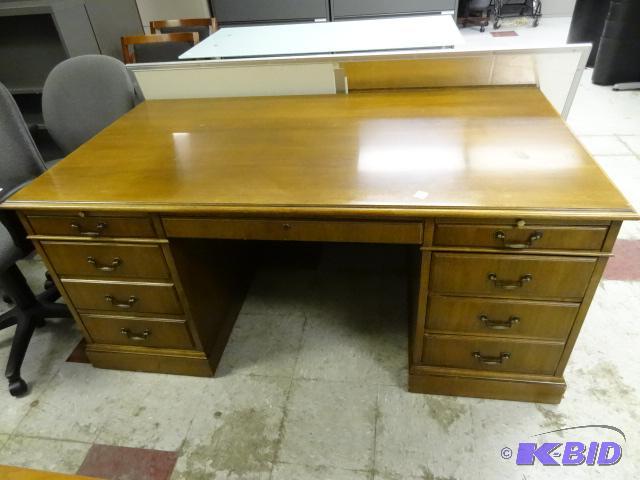 lot 200 image: Wood Office Desk. 8 Drawer and Pencil Drawer....