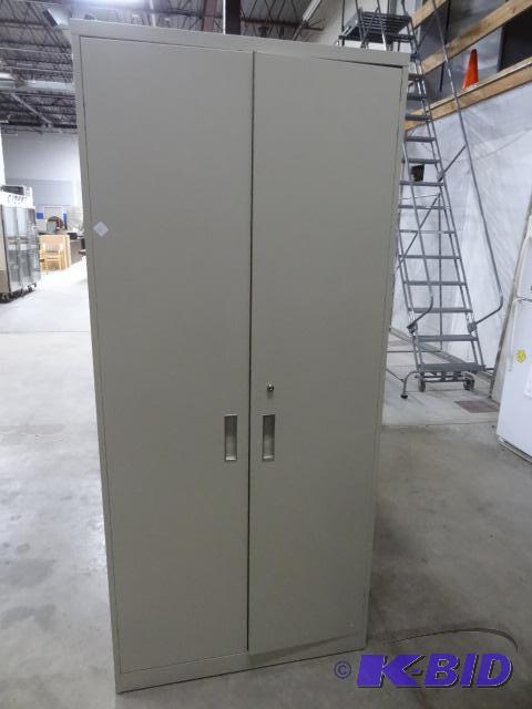 lot 235 image: 2 Door Metal Cabinet, 3 Shelves No Contents...