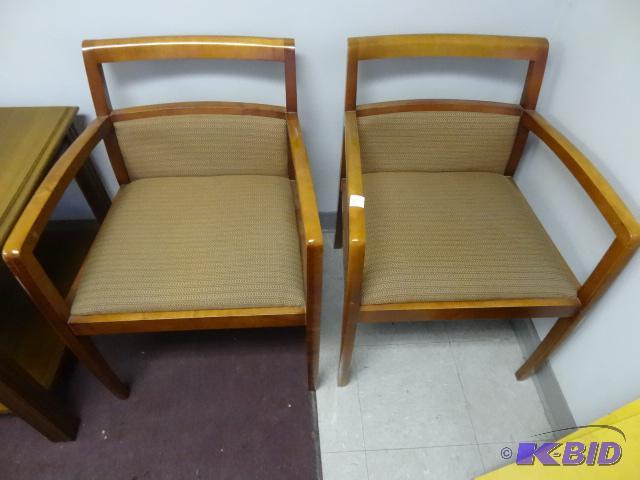 lot 24 image: 2 Matching Wood Framed Side Chairs...