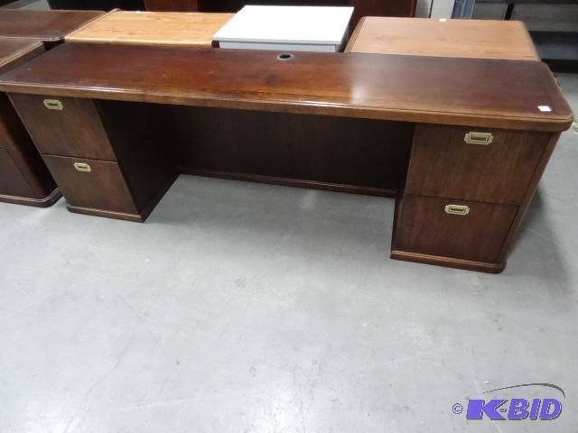 lot 273 image: Wood Office CredenzaDesk 4 Drawer 88 X 20 X ...