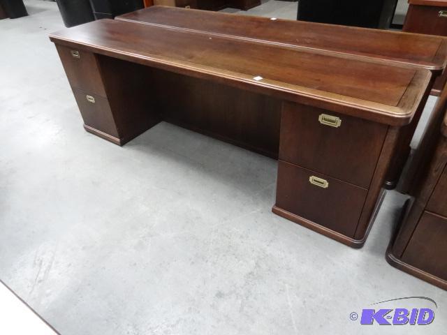 lot 274 image: Wood Office CredenzaDesk 4 Drawer 88 X 20 X ...