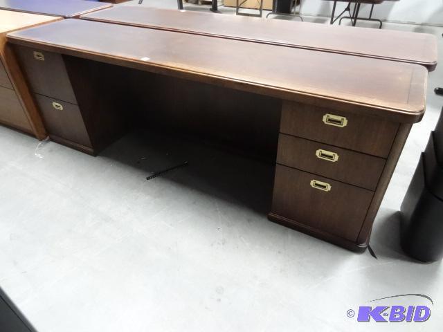 lot 276 image: Wood Office CredenzaDesk 4 Drawer 88 X 20 X ...