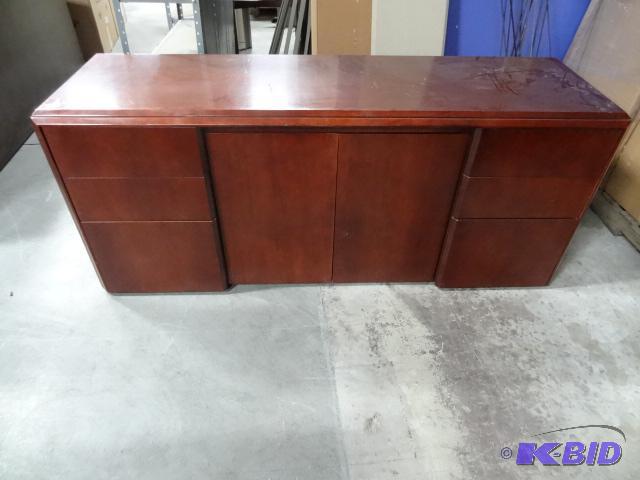 lot 288 image: Wood Office Credenza, 6 Drawer and 2 Doors 72...