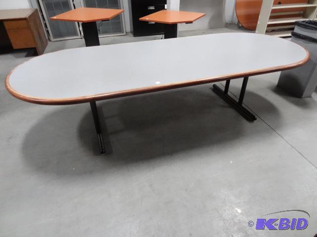 lot 289 image: Metal Framed Conference Table with Laminate T...