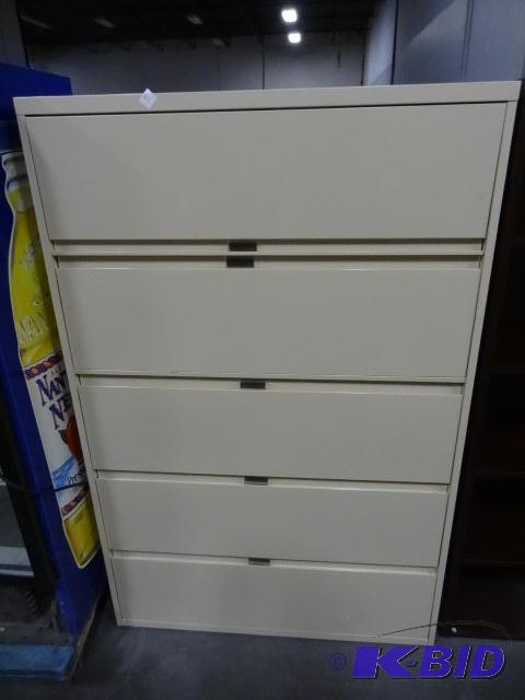 lot 303 image: 42" Metal 5 Drawer Lateral File...