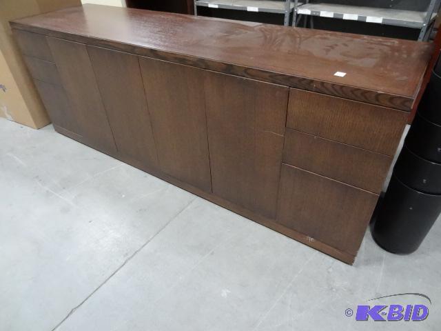 lot 305 image: Wood Office Credenza, 6 Drawer and 4 Door Bri...