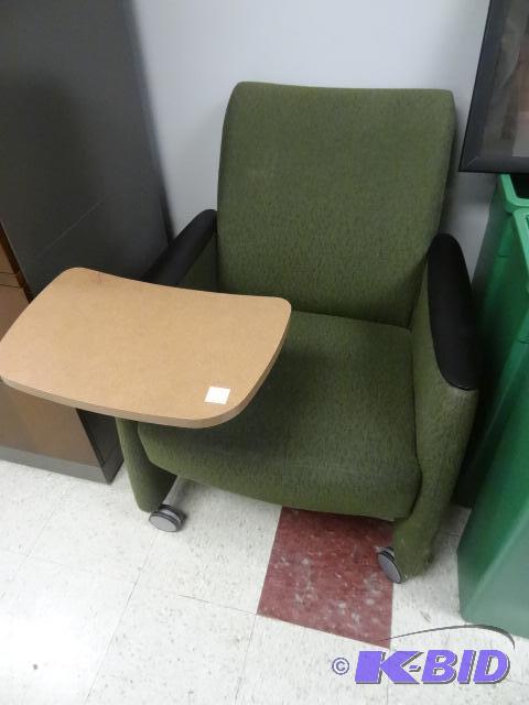 lot 4 image: Cushioned Chair on Wheels with Swing Away Wri...