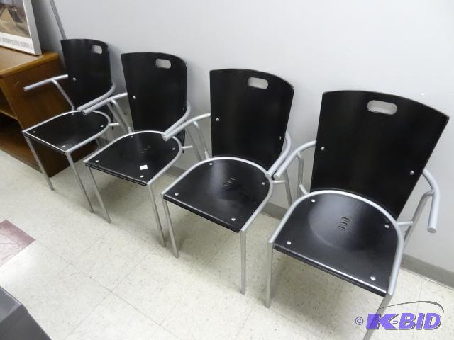 lot 92 image: 4 Matching Metal Framed Chairs...