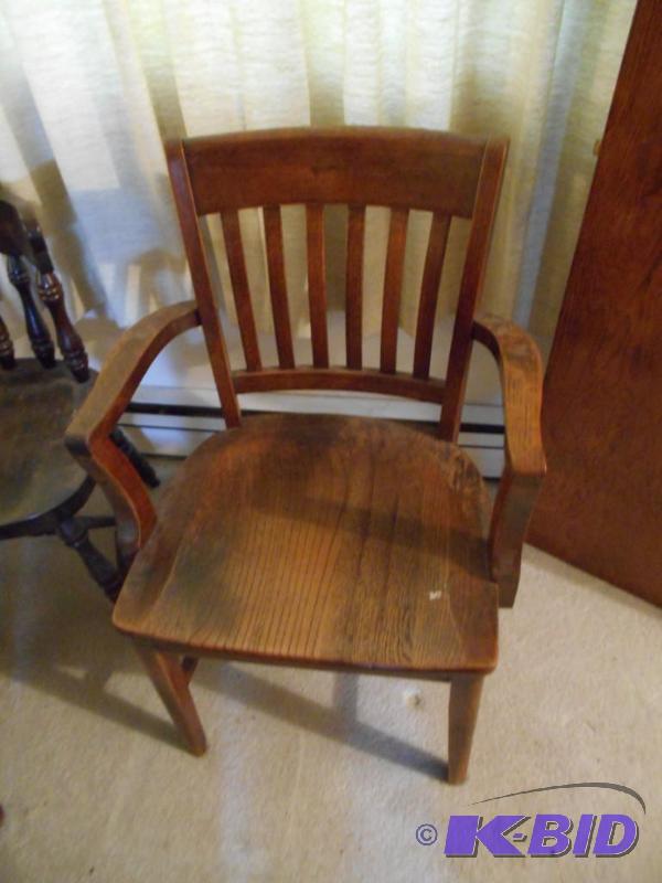 lot 14 image: Desk Chair, solid wood, some blemishes...