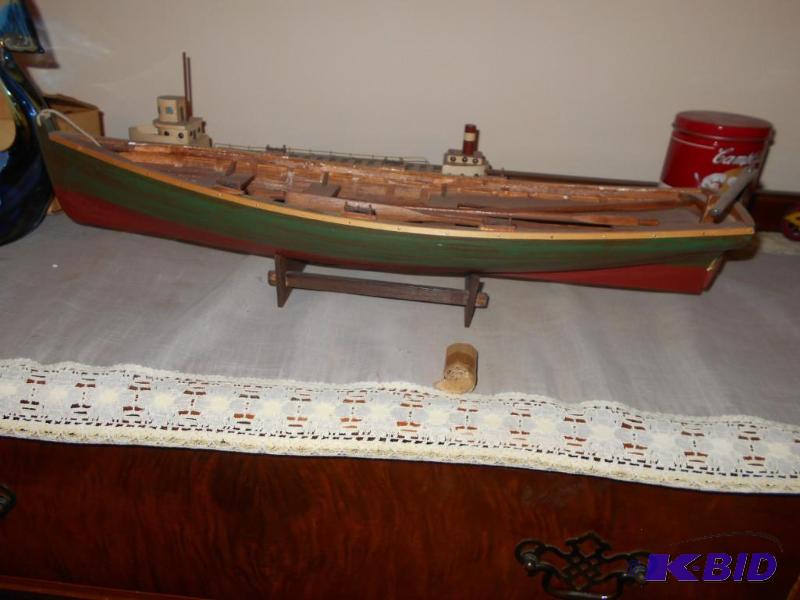 lot 186 image: wood replica row boat...