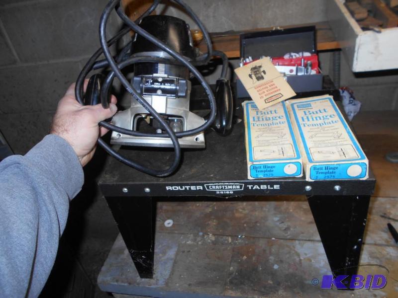 lot 223 image: Craftsman Router, table, bits, butt hinge tem...