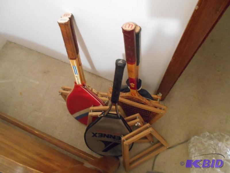 lot 306 image: Set of tennis rackets and racket holders...