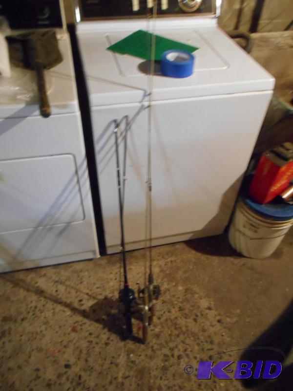 lot 310 image: 3 antique fishing poles and reels...