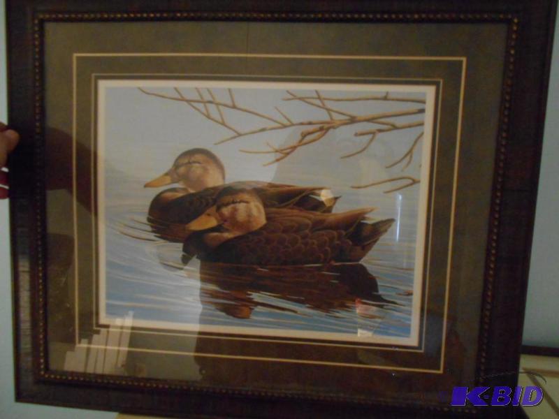 lot 38 image: Picture. Ducks, signed print by Gene Mlekoday...