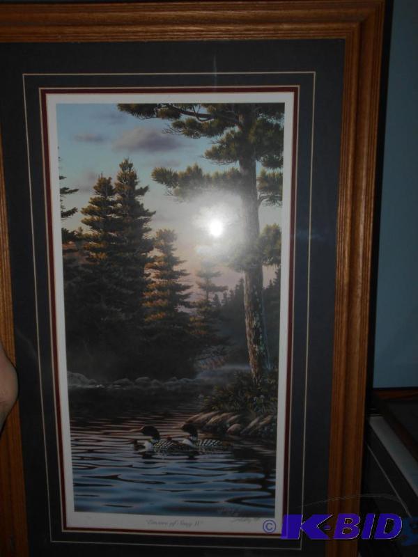 lot 40 image: Picture. Loons, signed print by Kelley...