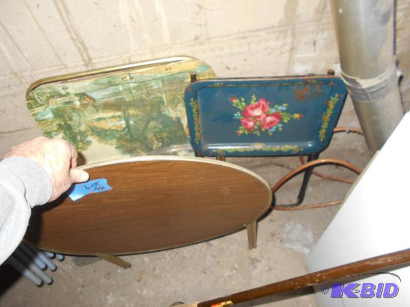 lot 72 image: Three small folding tables...