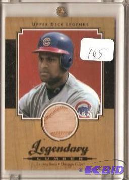 lot 105 image: Upper Deck Legendary Lumber Sammy Sosa Bat Card