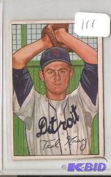 lot 111 image: 1952 Bowman Ted Gray  Card