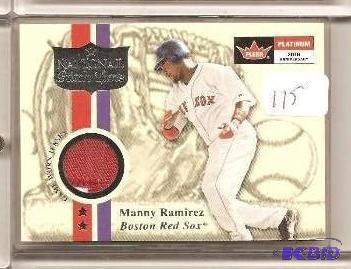 lot 115 image: Fleer 2001 Manny Ramirez Jersey Card-  Has part of Jersey and Letering