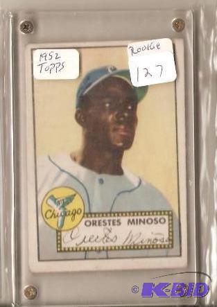 lot 127 image: RARE 1952 TOPPS ROOKIE ORESTES MINNIE MINOSO