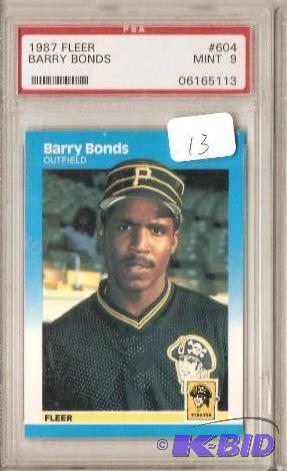 lot 13 image: 1987 Fleer Barry Bonds Rookie - is hardest Rookie Card
