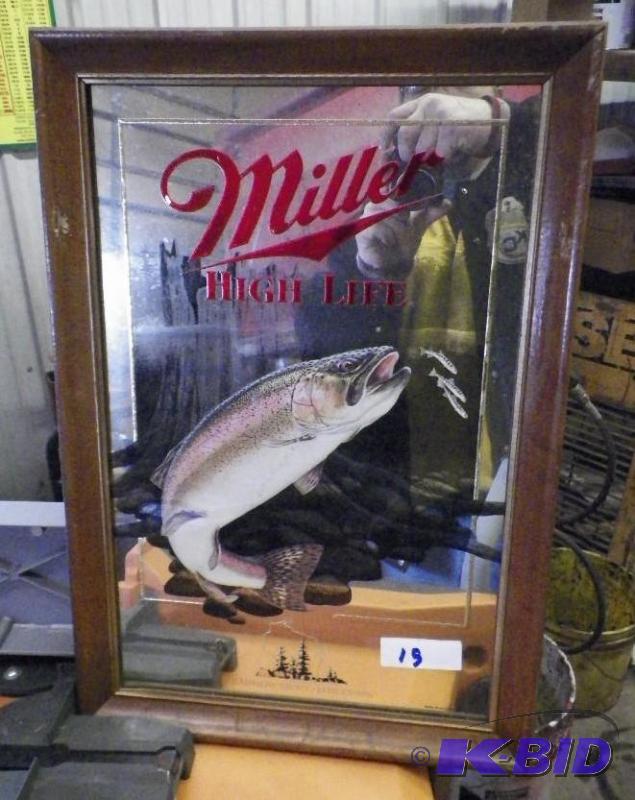 lot 15 image: Miller Lite Rainbow Trout Beer Mirror