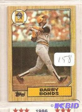 lot 158 image: Barry Bonds 1987 Topps Rookie Card