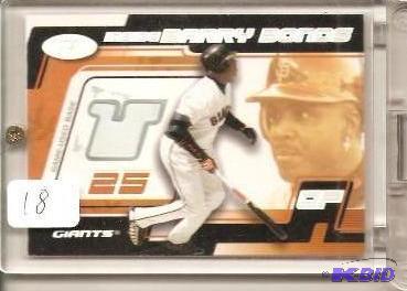 lot 18 image: 2002 Barry Bonds Game Used Card