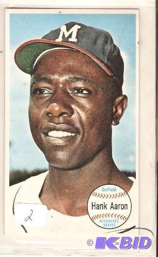 lot 2 image: 1967 Topps Giant Hank Aaron Card