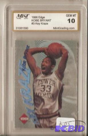 lot 205 image: 1996 Edge Kobe Bryant Rookie Card